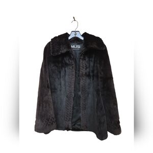 Musi Women's Black Stephanie  Fur Coat Size 8